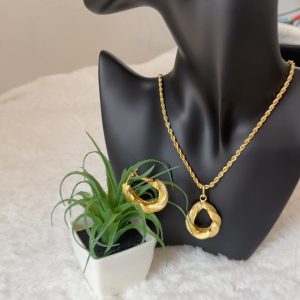 ST 417 custom elegant new trending fashion Dubai gold plated necklace earrings pendant