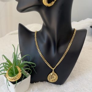 ST 421 High quality 18k Gold Plated Dubai jewelry set necklace earrings pendant