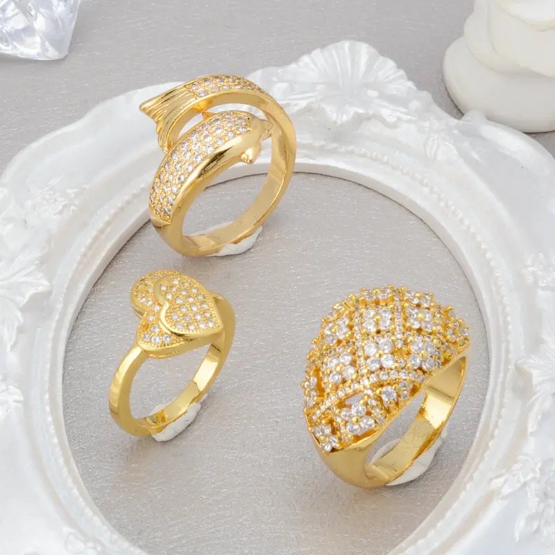 ST 731 Diamond Inlaid Square Row Zircon Ring for Women