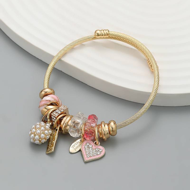 ST 008 Fashion jewelry 18k Gold plated DIY crystal flower charm step ado bracelet women