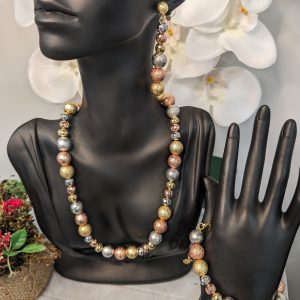 ST1010 Ladies Italian Gold Plated Necklace Earrings and Bracelet