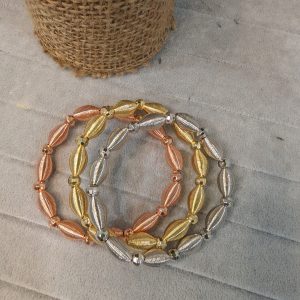 ST 9867 luxury ladies gold plated bracelet 3set , silver, gold, and rose gold