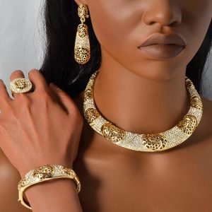 ST 2456 Fashion Italian 18k Gold Plated Zircon Jewelry Set for Women