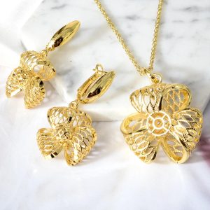 ST 4994 Bohemia Flower Jewelry Necklace Earrings Pendant Set